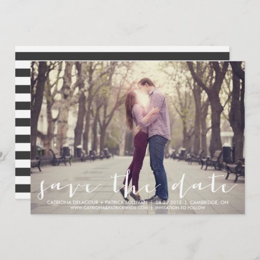 Handgeschreven Script Save the Date Aankondiging (Voorkant / Achterkant)