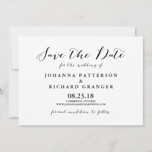 Handgeschreven script save the date aankondiging (Achterkant)