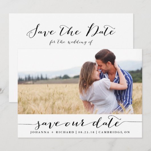 Handgeschreven script save the date aankondiging (Voorkant / Achterkant)