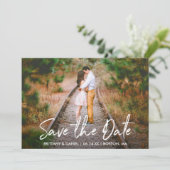 Handgeschreven script Save the Date Koppel Foto Ka (Staand voorkant)