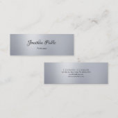 Handgeschreven Script Silver Minimalistische Sjabl Mini Visitekaartje (Voorkant / Achterkant)