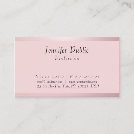 Handgeschreven Script Sjabloon Elegant Roos Gold Visitekaartje (Voorkant)