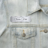 Handgeschreven Script Sjabloon Elegant Silver Cust Naamplaatje (In situ)