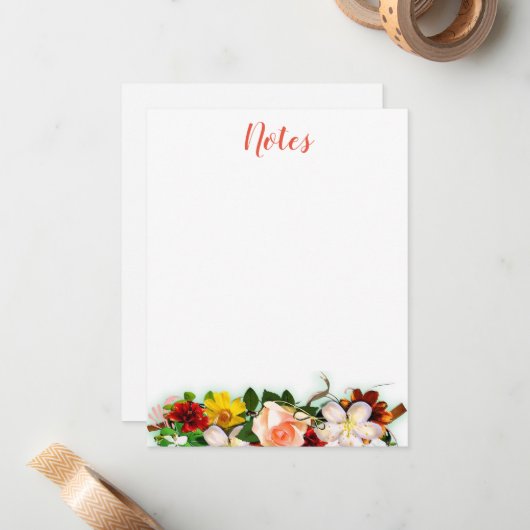 Handgeschreven Script Sjabloon Waterverf Flowers (Voorkant / Achterkant in situ)