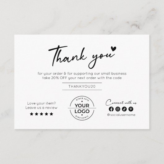 Handgeschreven script Small Business bedankkaart (Voorkant)