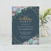 Handgeschreven script & succulenten verjaardagsfee kaart (Staand voorkant)