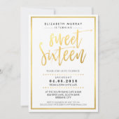HANDGESCHREVEN SCRIPT Sweet 16 trendy hot gold fol Kaart (Voorkant)