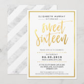 HANDGESCHREVEN SCRIPT Sweet 16 trendy hot gold fol Kaart (Voorkant / Achterkant)