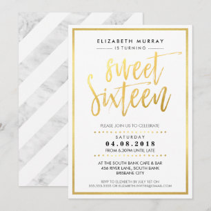 HANDGESCHREVEN SCRIPT Sweet 16 trendy hot gold fol Kaart