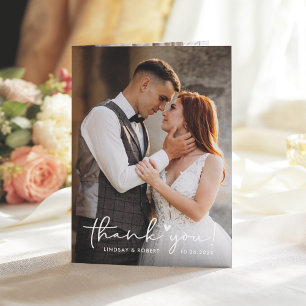 Handgeschreven Script Sweet Love Heart Weduwfoto Bedankkaart