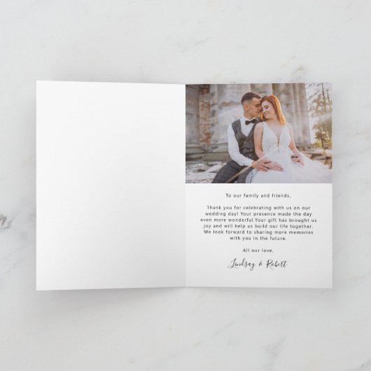 Handgeschreven Script Sweet Love Heart Weduwfoto Bedankkaart (Binnen)