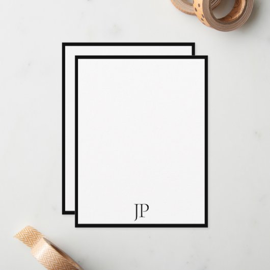 Handgeschreven Script Tekst Elegant Monogram Class Notitiekaartje (Voorkant / Achterkant in situ)