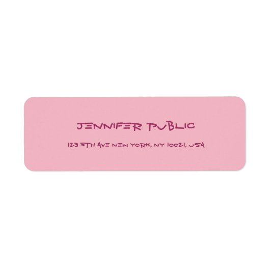 Handgeschreven Script Tekst Elegant Roze Gewoon Mo Etiket (Voorkant)