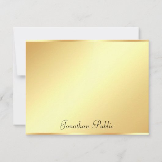 Handgeschreven Script Tekst Gouden Achtergrond Sja Notitiekaartje (Voorkant)