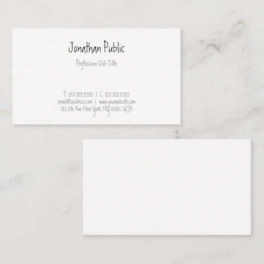 Handgeschreven script tekst minimalistische Sjablo Visitekaartje (Voorkant / Achterkant)