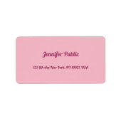 Handgeschreven Script Tekst Modern Elegant Pink Pl Etiket (Voorkant)