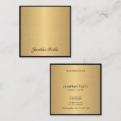 Handgeschreven Script Tekst Modern Goud Chic Sjabl Vierkante Visitekaartje (Voorkant / Achterkant)