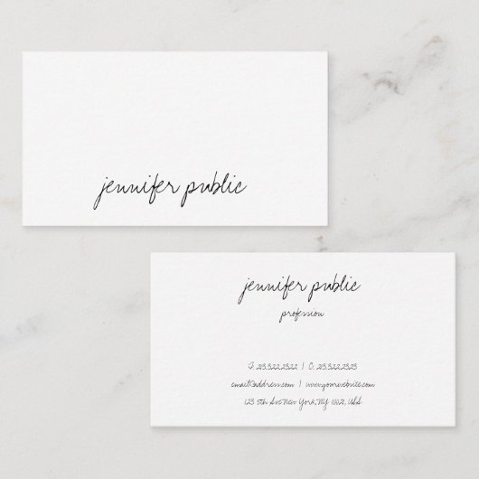 Handgeschreven Script Tekst Professioneel Eenvoudi Visitekaartje (Voorkant / Achterkant)