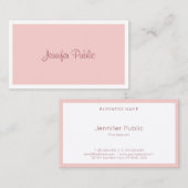 Handgeschreven script Trendy Modern Blush Pink Whi Visitekaartje (Voorkant / Achterkant)