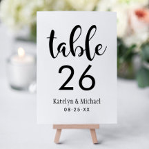 Handgeschreven script trouwtafel nummerkaart