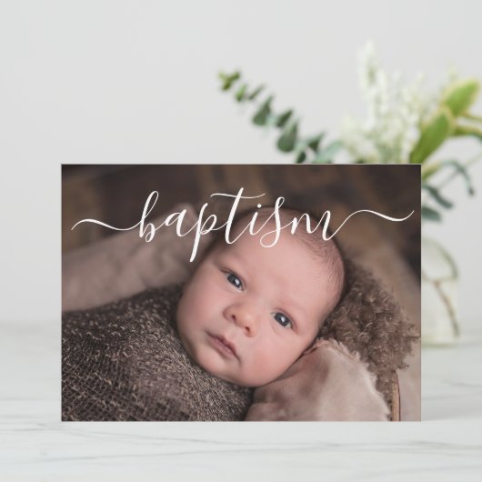 Handgeschreven script typografie doop kaart (Staand voorkant)