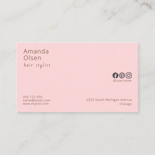 Handgeschreven Script Typografie Roos Minimalist Visitekaartje (Achterkant)