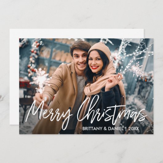 Handgeschreven script voor pretkerst feestdagenkaart (Voorkant / Achterkant)