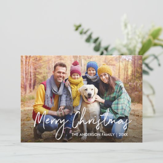 Handgeschreven script voor pretkerst feestdagenkaart (Staand voorkant)