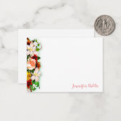 Handgeschreven Script Waterverf Flowers Kleurrijk Notitiekaartje (Voorkant / Achterkant in situ)