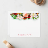 Handgeschreven Script Waterverf Flowers Kleurrijk Notitiekaartje (Voorkant / Achterkant in situ)