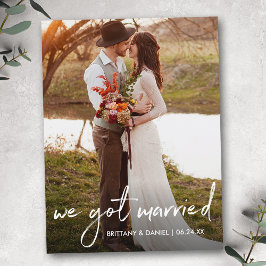 Handgeschreven script We Got Married Foto Briefkaart