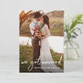 Handgeschreven script We Got Married Photo Card Bedankkaart (Staand voorkant)