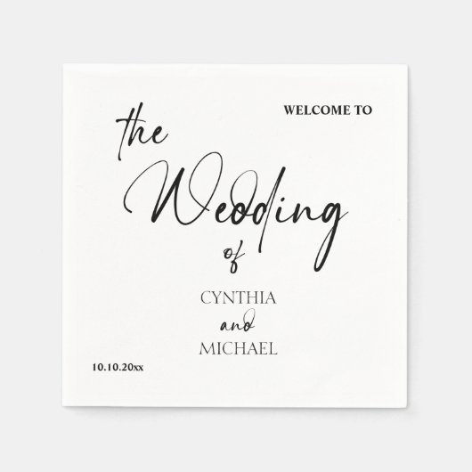 Handgeschreven script 'Welkom op onze bruiloft' Servet (Voorkant)