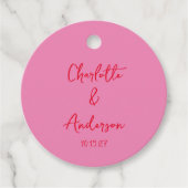 Handgeschreven Script Whimsical Pink Custom Weddin Bedankjes Labels (Voorkant)