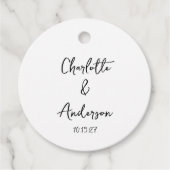 Handgeschreven Script Whimsical White Custom Weddi Bedankjes Labels (Voorkant)