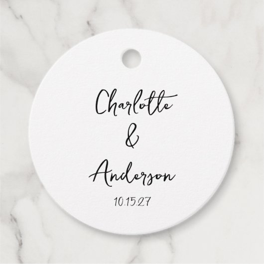 Handgeschreven Script Whimsical White Custom Weddi Bedankjes Labels (Voorkant)