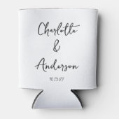 Handgeschreven Script Whimsical White Custom Weddi Blikjeskoeler (Voorkant)