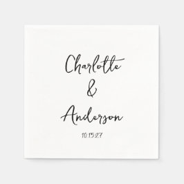 Handgeschreven Script Whimsical White Custom Weddi Servet