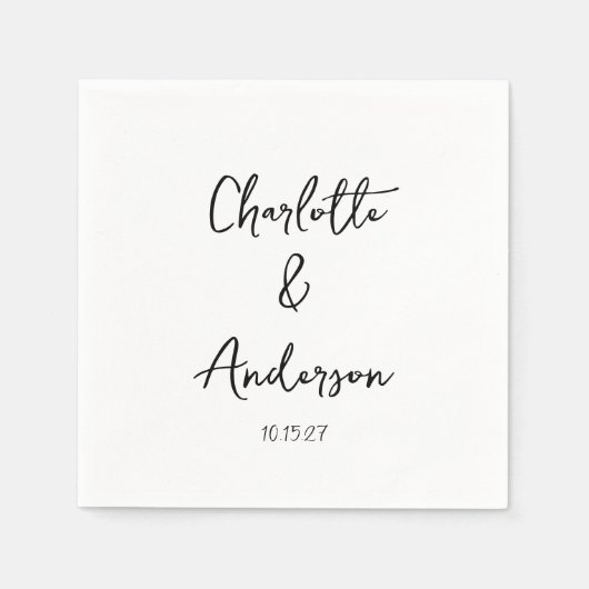 Handgeschreven Script Whimsical White Custom Weddi Servet (Voorkant)