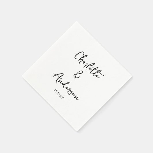 Handgeschreven Script Whimsical White Custom Weddi Servet (Hoek)
