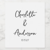 Handgeschreven Script Whimsical White Custom Weddi Wijn Etiket (Enkel label)