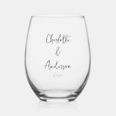 Handgeschreven Script Whimsical White Custom Weddi Wijnglas Zonder Voet (Voorkant)
