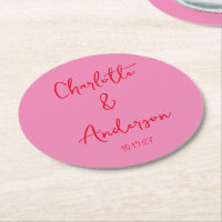 Handgeschreven Script Whimsy Pink Red Custom Weddi