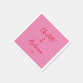 Handgeschreven Script Whimsy Pink Red Custom Weddi Servet (Hoek)
