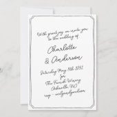 Handgeschreven Script Whimsy Quirky Frame Bruiloft Kaart (Voorkant)