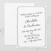 Handgeschreven Script Whimsy Quirky Frame Bruiloft Kaart (Voorkant / Achterkant)