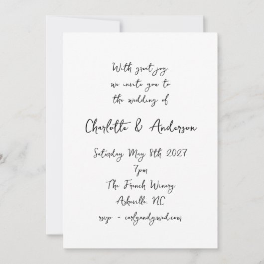 Handgeschreven Script Whimsy Quirky White Wedding Kaart (Voorkant)