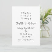 Handgeschreven Script Whimsy Quirky White Wedding Kaart (Staand voorkant)