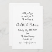 Handgeschreven Script Whimsy Quirky White Wedding Kaart (Voorkant / Achterkant)