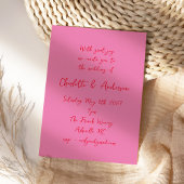Handgeschreven Script Whimsy Roze Rood Bruiloft Kaart